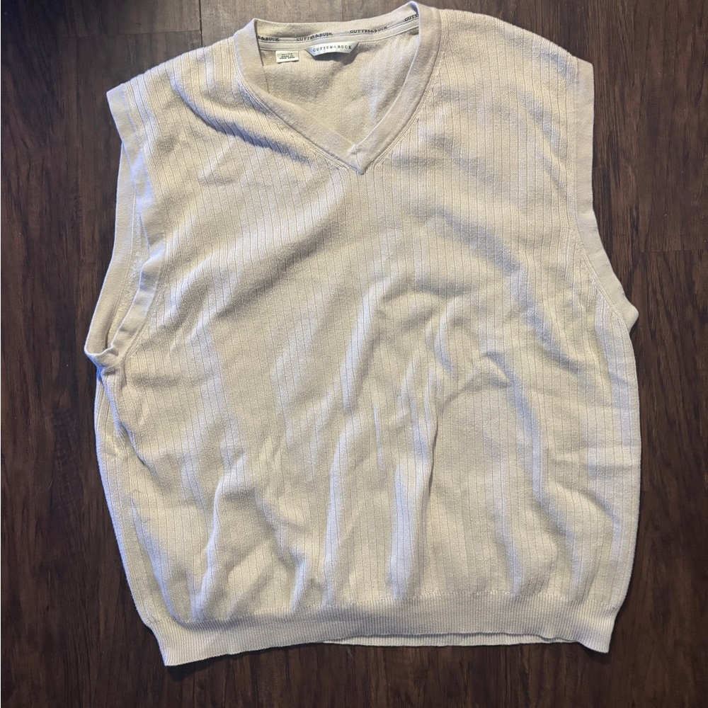 Cream Sleeveless V-Neck Sweater Vest